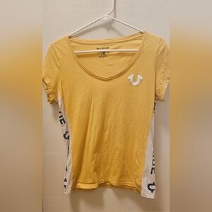 Womens yellow true religion tee